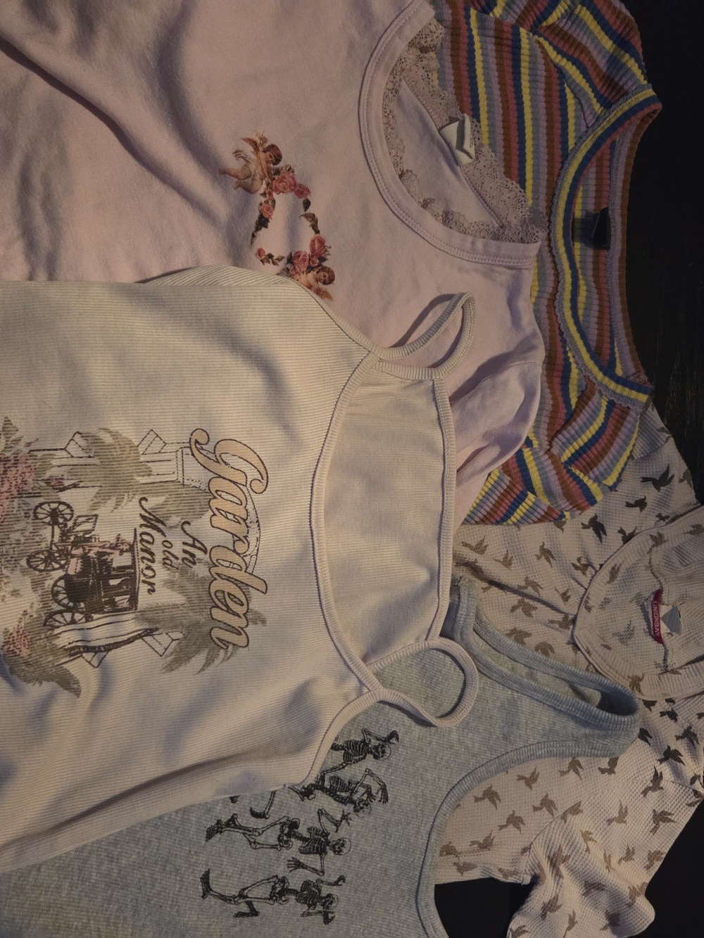 Mixed Girls Tank & Tees Bundle - Pastel Pink, White, Gray, Multicolor Stripes